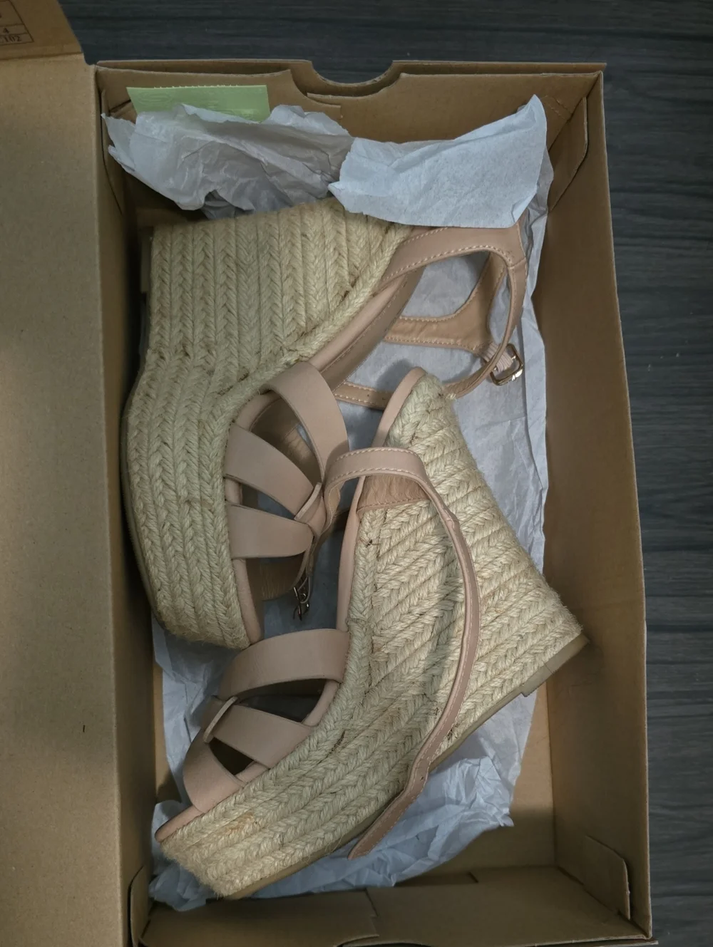 Woven Wedge Nude Sandals